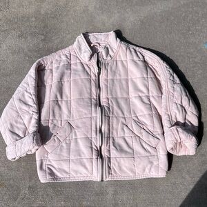 Free people Dolman baby pink quilted jacket zip up coat rare color hard to find